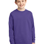 Port & Company Youth Core Long Sleeve Crewneck T-Shirt - Purple