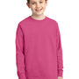 Port & Company Youth Core Long Sleeve Crewneck T-Shirt - Sangria Pink