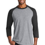 Port & Company Mens Core Moisture Wicking 3/4 Sleeve Crewneck T-Shirt - Heather Grey/Jet Black