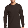 Port & Company Mens Essential Long Sleeve Crewneck T-Shirt - Dark Chocolate Brown