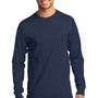 Port & Company Mens Essential Long Sleeve Crewneck T-Shirt - Navy Blue