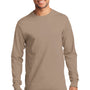Port & Company Mens Essential Long Sleeve Crewneck T-Shirt - Sand