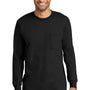 Port & Company Mens Essential Long Sleeve Crewneck T-Shirt w/ Pocket - Jet Black