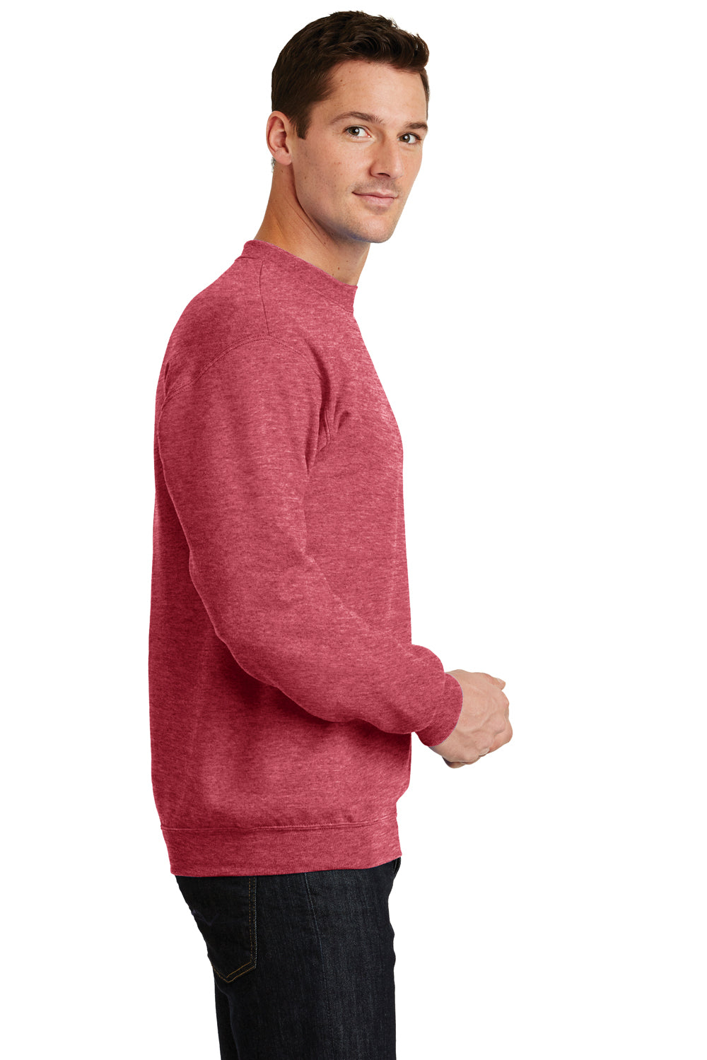 Port & Company PC78 Mens Core Fleece Crewneck Sweatshirt Heather Red Side