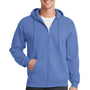 Port & Company Mens Core Pill Resistant Fleece Full Zip Hooded Sweatshirt Hoodie - Carolina Blue