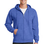 Port & Company Mens Core Pill Resistant Fleece Full Zip Hooded Sweatshirt Hoodie - Heather Royal Blue