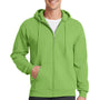 Port & Company Mens Core Pill Resistant Fleece Full Zip Hooded Sweatshirt Hoodie - Lime Green