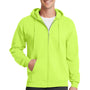 Port & Company Mens Core Pill Resistant Fleece Full Zip Hooded Sweatshirt Hoodie - Neon Yellow