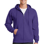 Port & Company Mens Core Pill Resistant Fleece Full Zip Hooded Sweatshirt Hoodie - Purple