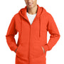 Port & Company Mens Fan Favorite Fleece Full Zip Hooded Sweatshirt Hoodie - Orange - Closeout