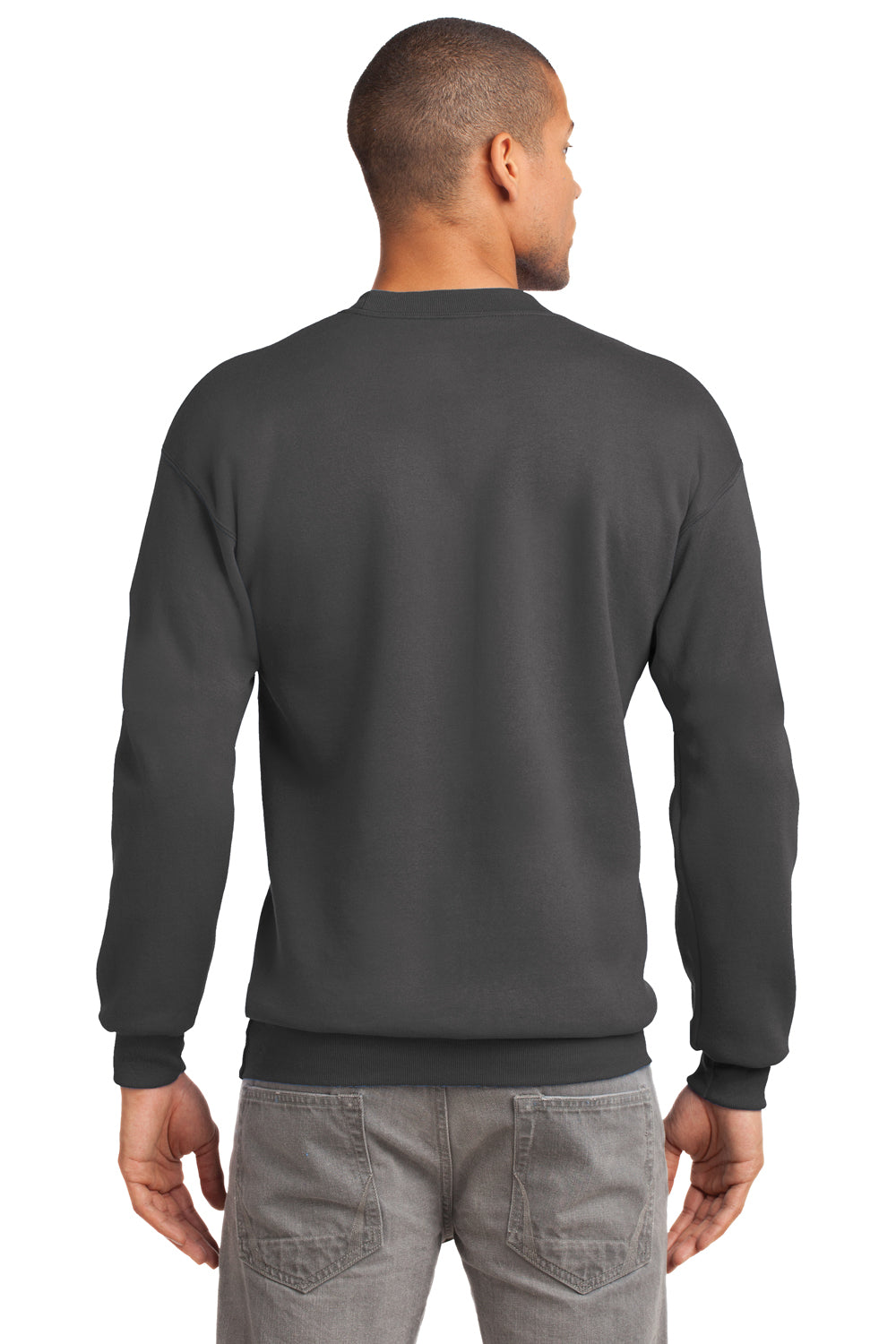Port & Company PC90 Mens Essential Fleece Crewneck Sweatshirt Charcoal Grey Back