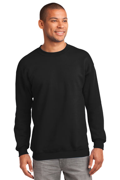 Port & Company PC90 Mens Essential Fleece Crewneck Sweatshirt Black Front