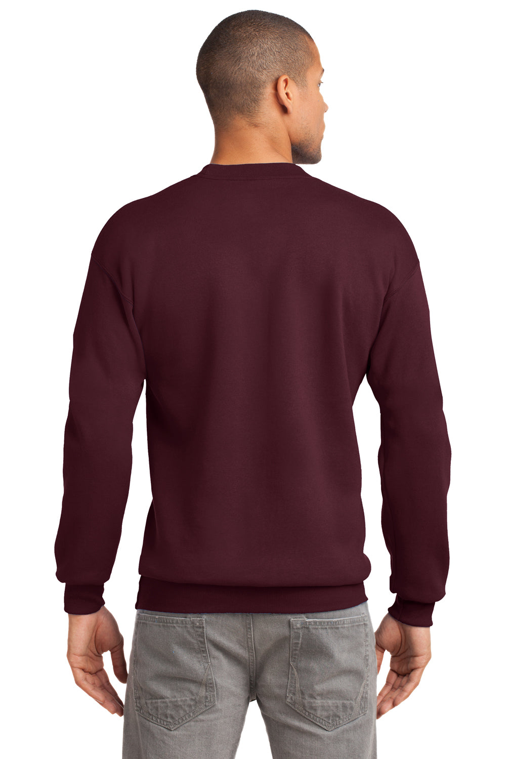 Port & Company PC90 Mens Essential Fleece Crewneck Sweatshirt Maroon Back