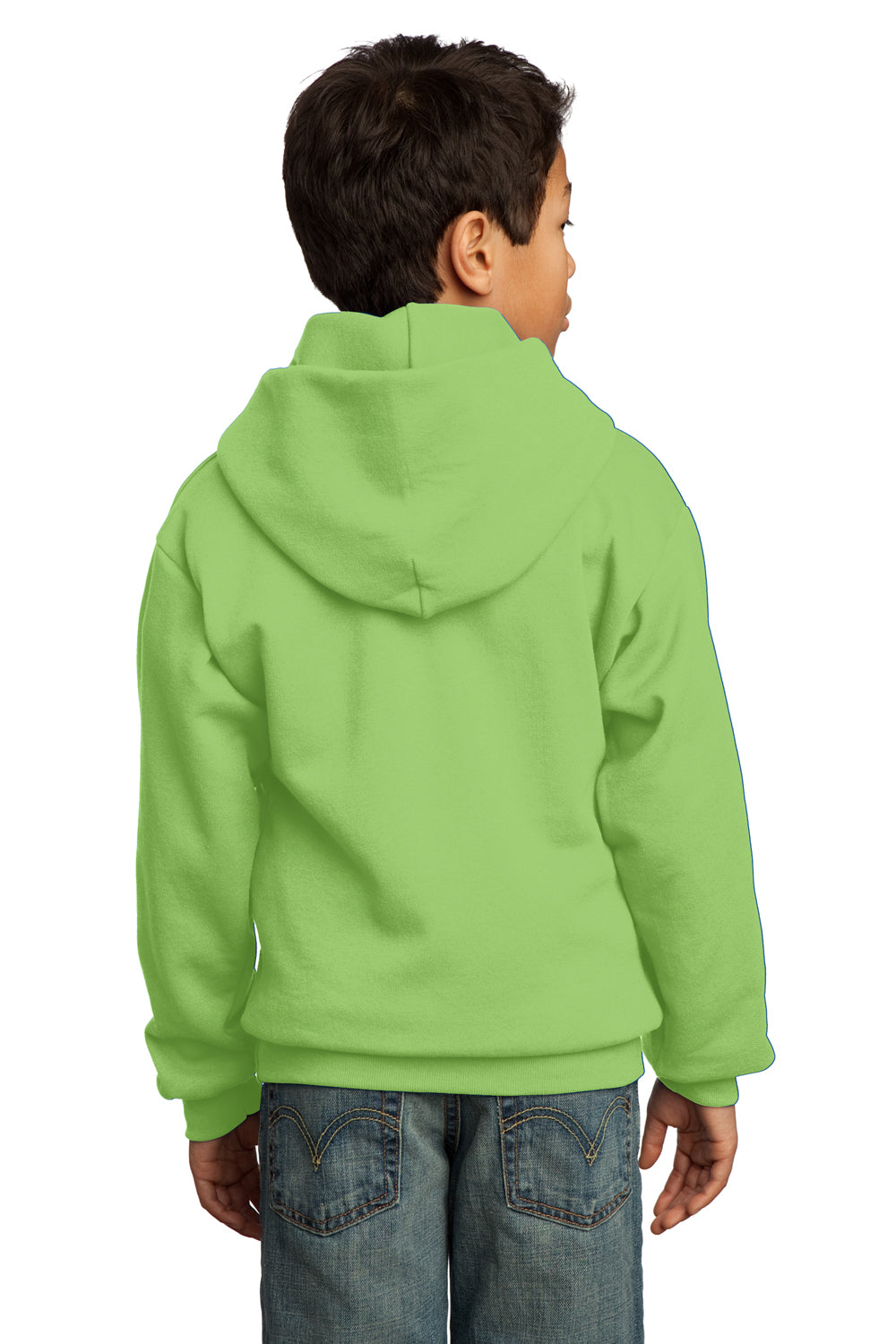 Port & Company PC90YH Youth Core Fleece Hooded Sweatshirt Hoodie Lime Green Back
