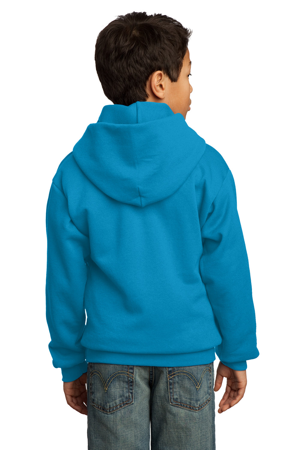 Port & Company PC90YH Youth Core Fleece Hooded Sweatshirt Hoodie Neon Blue Back