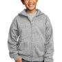 Port & Company Youth Core Pill Resistant Fleece Full Zip Hooded Sweatshirt Hoodie - Ash Grey