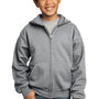 Port & Company Youth Core Pill Resistant Fleece Full Zip Hooded Sweatshirt Hoodie - Heather Grey