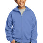 Port & Company Youth Core Pill Resistant Fleece Full Zip Hooded Sweatshirt Hoodie - Carolina Blue