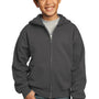 Port & Company Youth Core Pill Resistant Fleece Full Zip Hooded Sweatshirt Hoodie - Charcoal Grey