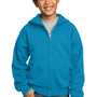 Port & Company Youth Core Pill Resistant Fleece Full Zip Hooded Sweatshirt Hoodie - Neon Blue