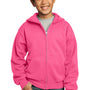 Port & Company Youth Core Pill Resistant Fleece Full Zip Hooded Sweatshirt Hoodie - Neon Pink