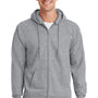 Port & Company Mens Essential Pill Resistant Fleece Full Zip Hooded Sweatshirt Hoodie - Heather Grey