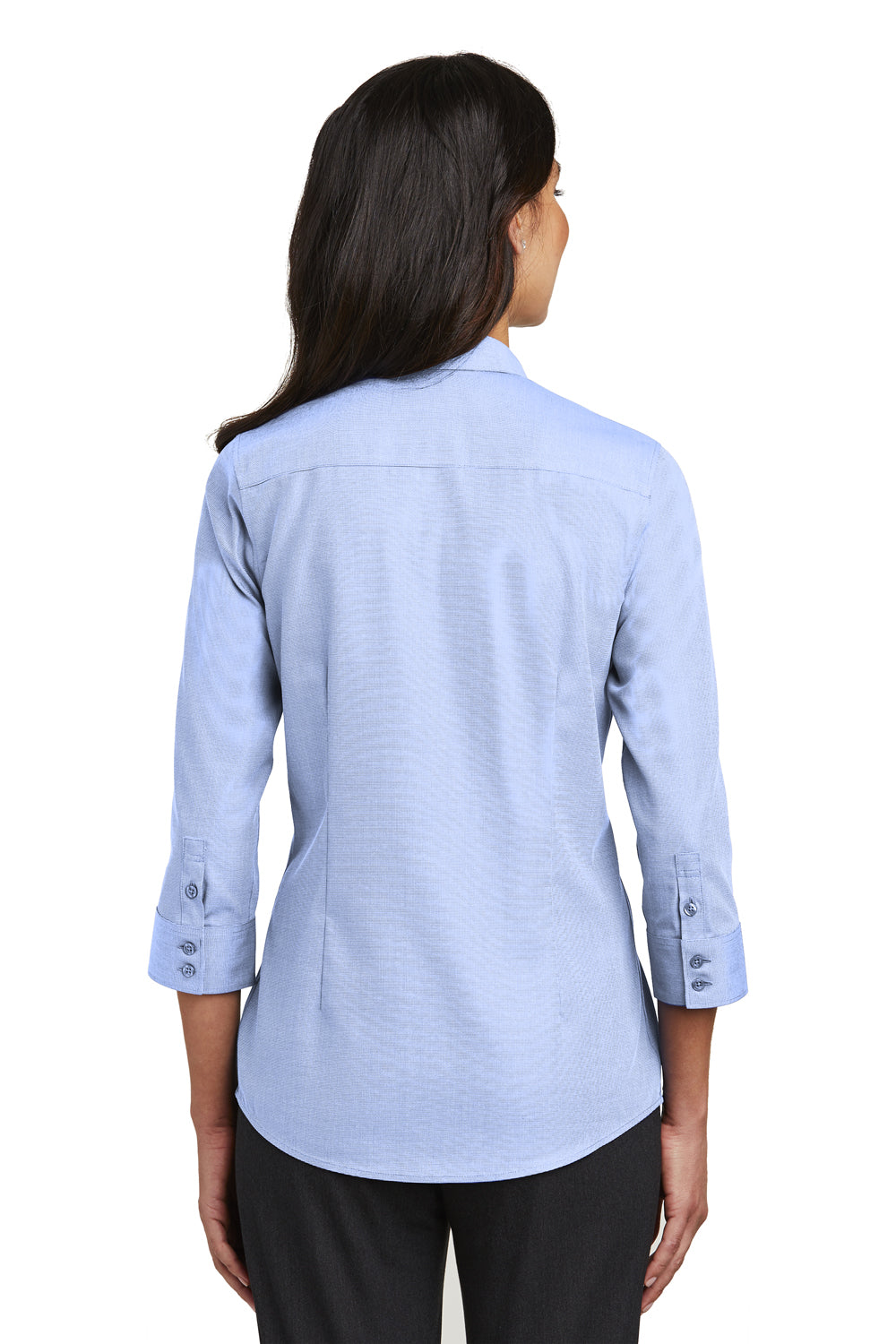 Red House RH690 Womens Nailhead Wrinkle Resistant 3/4 Sleeve Button Down Shirt Pearl Blue Back
