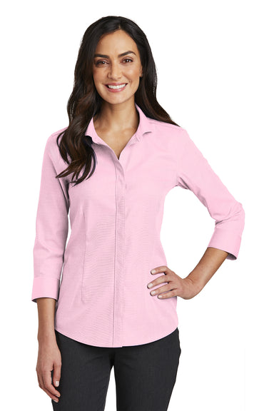Red House RH690 Womens Nailhead Wrinkle Resistant 3/4 Sleeve Button Down Shirt Pink Front