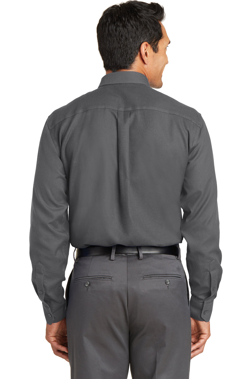Red House RH76 Mens Wrinkle Resistant Long Sleeve Button Down Shirt w/ Pocket Charcoal Grey Back