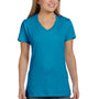 Hanes Womens Nano-T Short Sleeve V-Neck T-Shirt - Teal Blue - Closeout