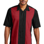 Port Authority Mens Retro Easy Care Wrinkle Resistant Short Sleeve Button Down Camp Shirt - Black/Red