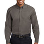Port Authority Mens Easy Care Wrinkle Resistant Long Sleeve Button Down Shirt w/ Pocket - Bark Brown - Closeout