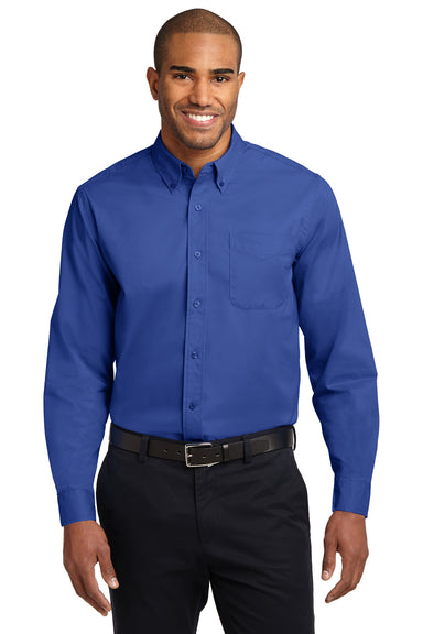 Port Authority S608/TLS608/S608ES Mens Easy Care Wrinkle Resistant Long Sleeve Button Down Shirt w/ Pocket Royal Blue Front