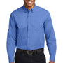Port Authority Mens Easy Care Wrinkle Resistant Long Sleeve Button Down Shirt w/ Pocket - Ultramarine Blue