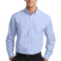 Port Authority Mens SuperPro Oxford Wrinkle Resistant Long Sleeve Button Down Shirt w/ Pocket - Oxford Blue