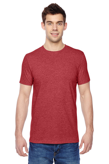 Fruit Of The Loom SF45R Mens Sofspun Jersey Short Sleeve Crewneck T-Shirt Heather Brick Red Front