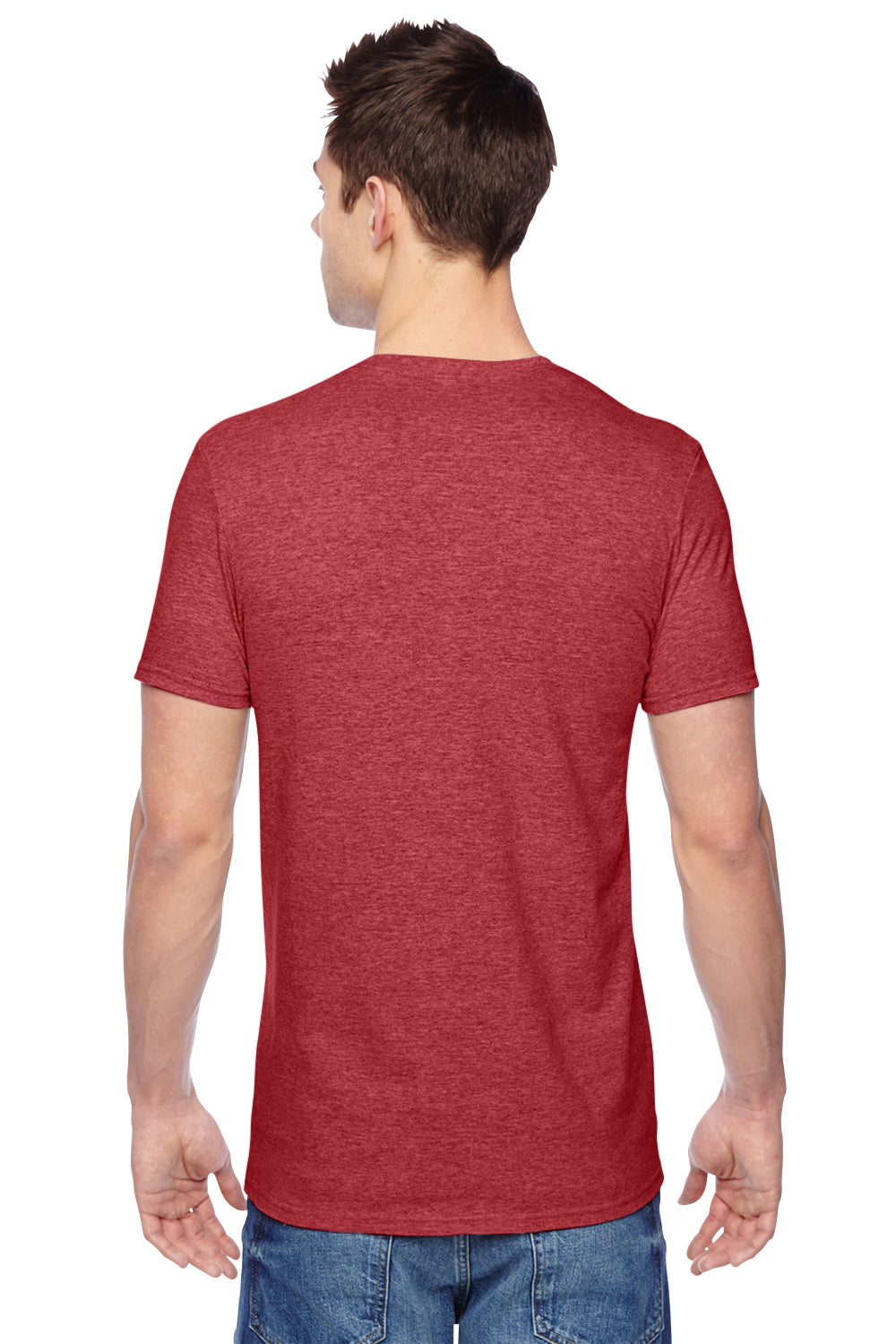 Fruit Of The Loom SF45R Mens Sofspun Jersey Short Sleeve Crewneck T-Shirt Heather Brick Red Back
