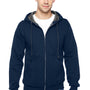 Fruit Of The Loom Mens Sofspun Full Zip Hooded Sweatshirt Hoodie - Navy Blue - Closeout