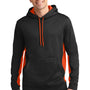 Sport-Tek Mens Sport-Wick Moisture Wicking Fleece Hooded Sweatshirt Hoodie - Black/Deep Orange