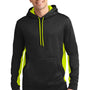Sport-Tek Mens Sport-Wick Moisture Wicking Fleece Hooded Sweatshirt Hoodie - Black/Safety Yellow - Closeout