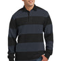 Sport-Tek Mens Classic Rugby Long Sleeve Polo Shirt - Black/Graphite Grey