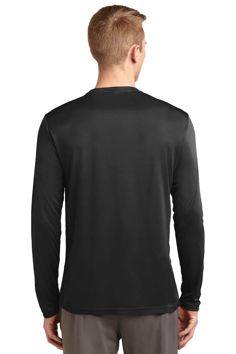 Sport-Tek ST350LS Mens Competitor Moisture Wicking Long Sleeve Crewneck T-Shirt Black Back