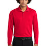 Sport-Tek Mens RacerMesh Moisture Wicking Long Sleeve Polo Shirt - True Red