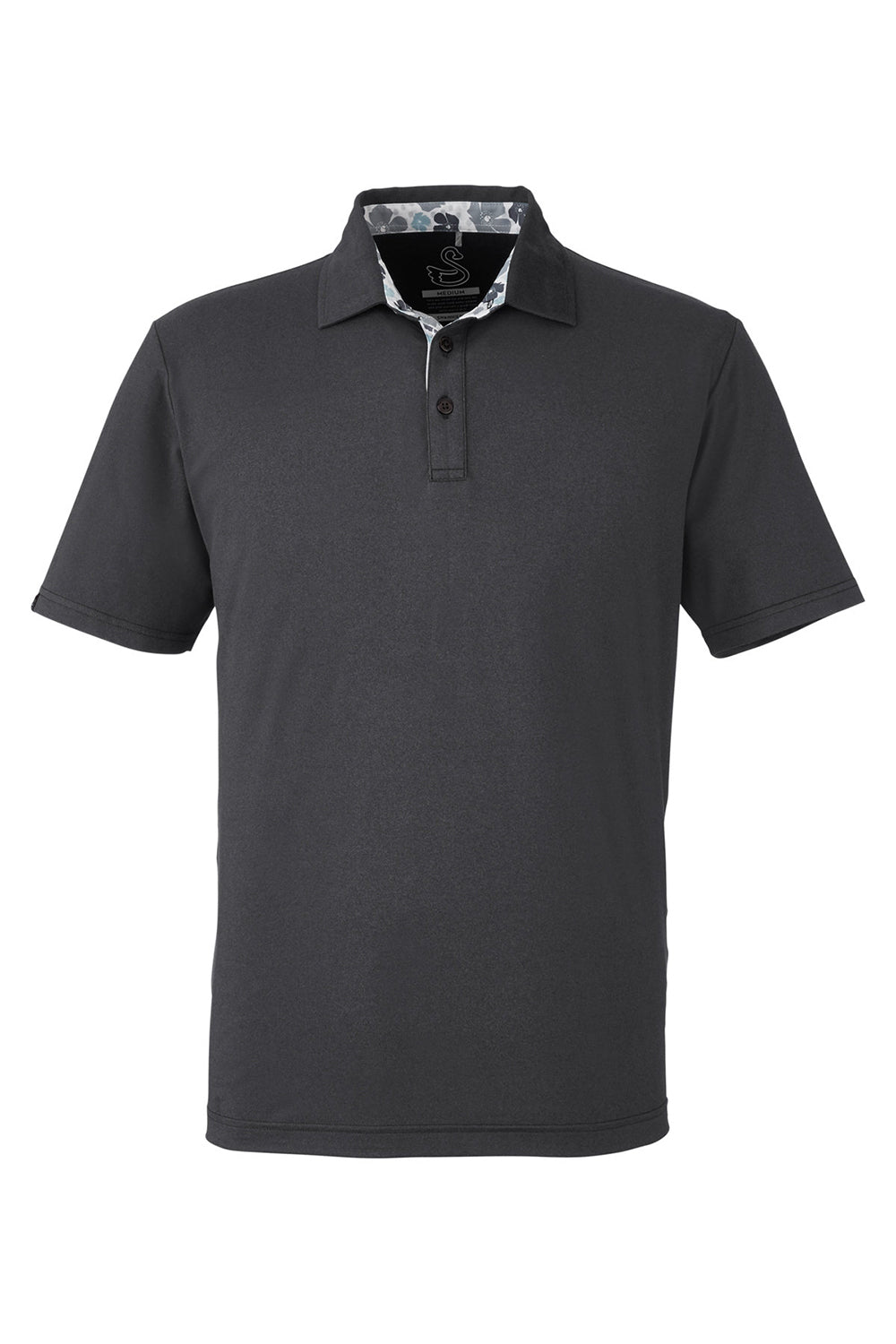 Swannies Golf SW2000 Mens James Short Sleeve Polo Shirt Heather Black Flat Front