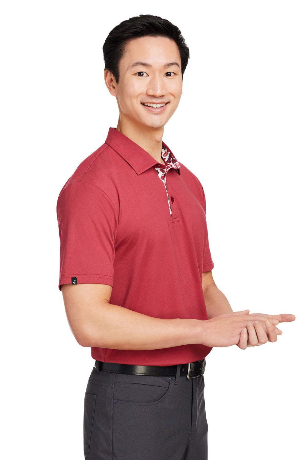 Swannies Golf SW2000 Mens James Short Sleeve Polo Shirt Heather Red 3Q