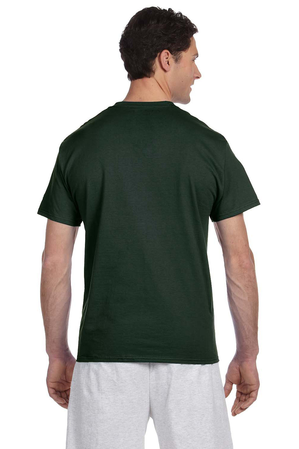 Champion T525C Mens Short Sleeve Crewneck T-Shirt Dark Green Back