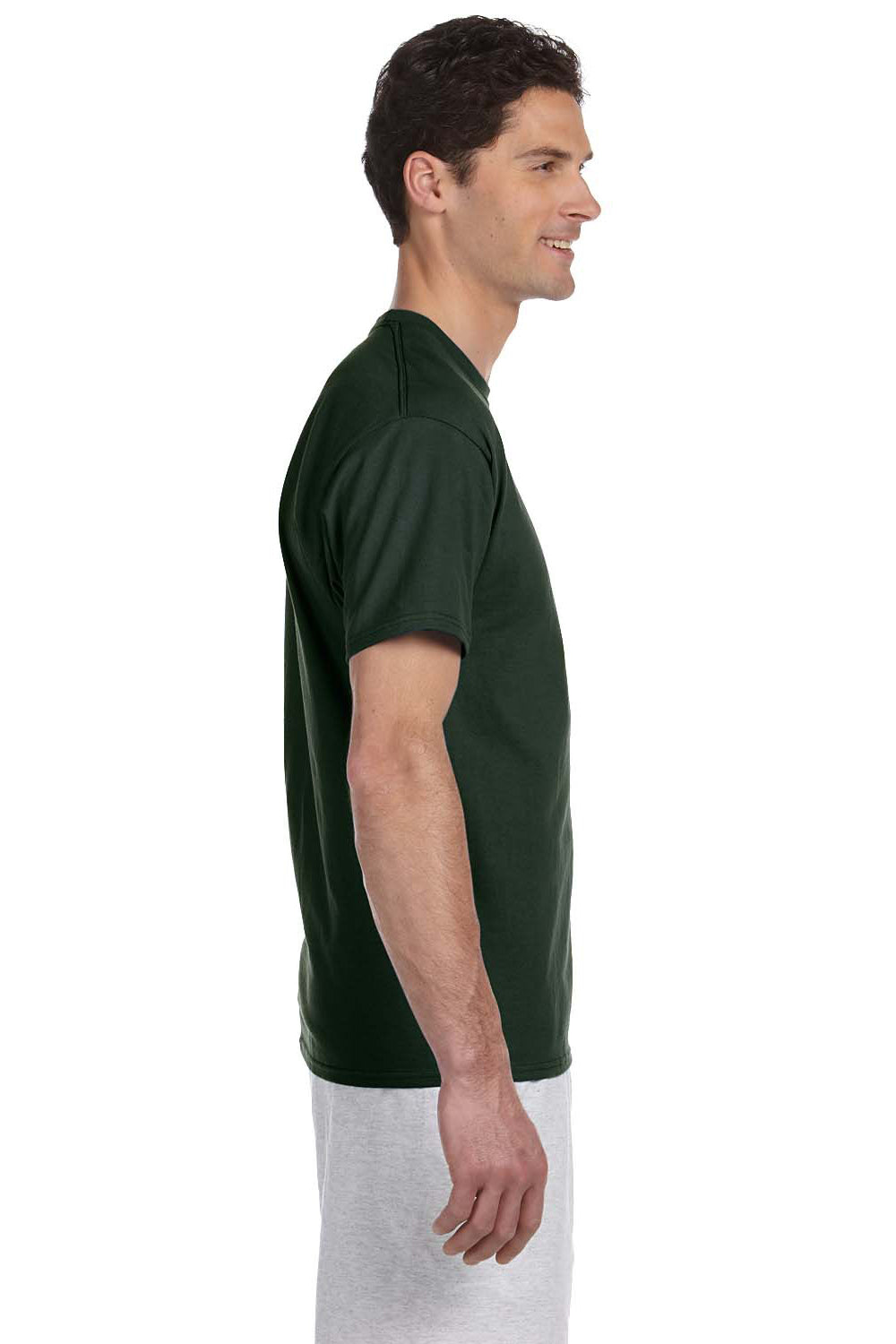 Champion T525C Mens Short Sleeve Crewneck T-Shirt Dark Green Side