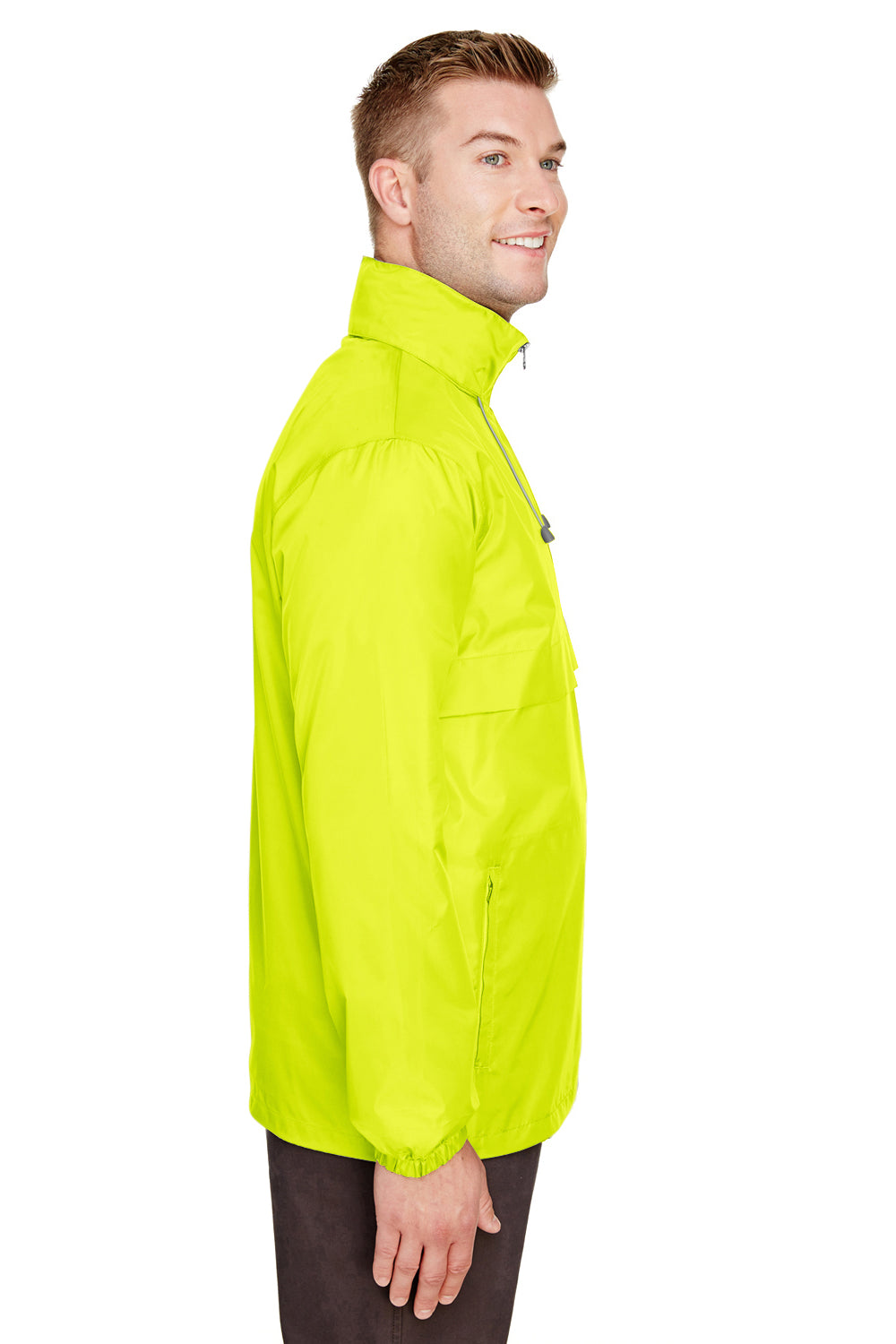 Team 365 TT73 Mens Zone Protect Water Resistant Full Zip Hooded Jacket Safety Yellow Side
