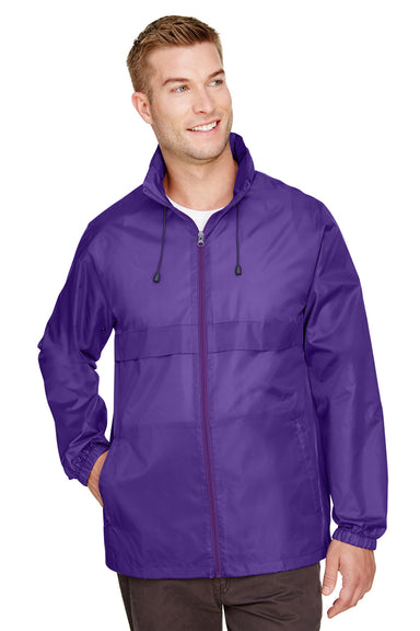 Team 365 TT73 Mens Zone Protect Water Resistant Full Zip Hooded Jacket Purple Front