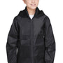 Team 365 Youth Zone Protect Water Resistant Full Zip Hooded Jacket - Black